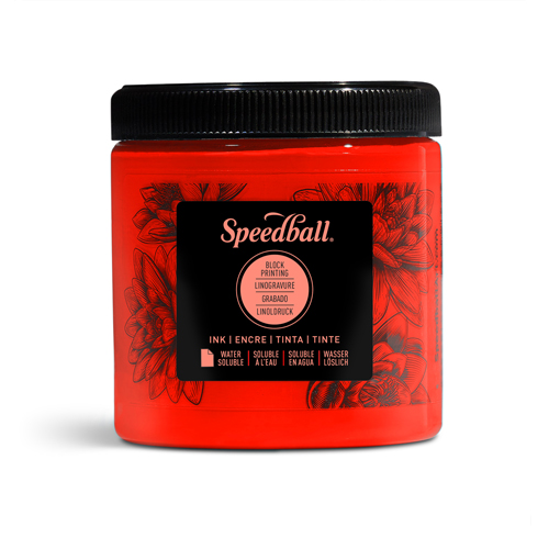 Speedball Water Soluble Block Ink 8oz Red