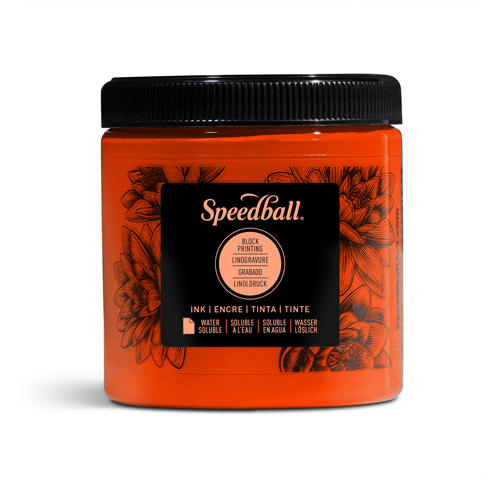 Speedball Water Soluble Block Ink 8oz Orange
