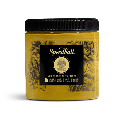 Speedball Water Soluble Block Ink 8oz Gold