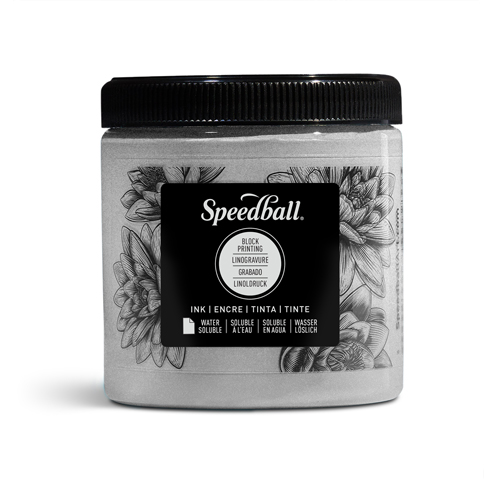 Speedball Water Soluble Block Ink 8oz Silver