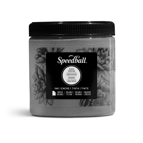Speedball Water Soluble Block Ink 8oz Pewter