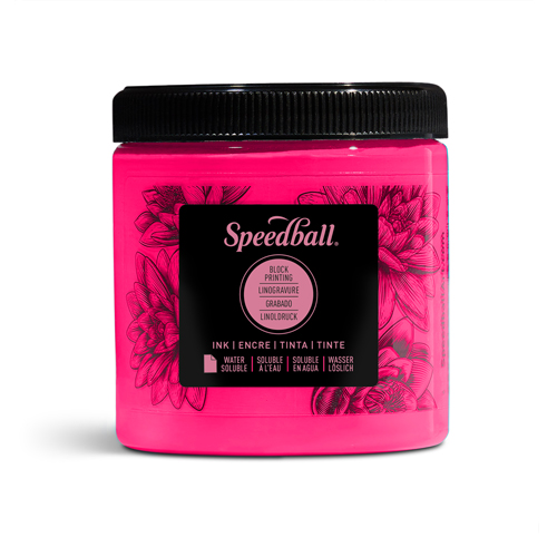 Speedball Water-Soluble Block Printing Ink - Fluorescent Hot Pink 8oz.