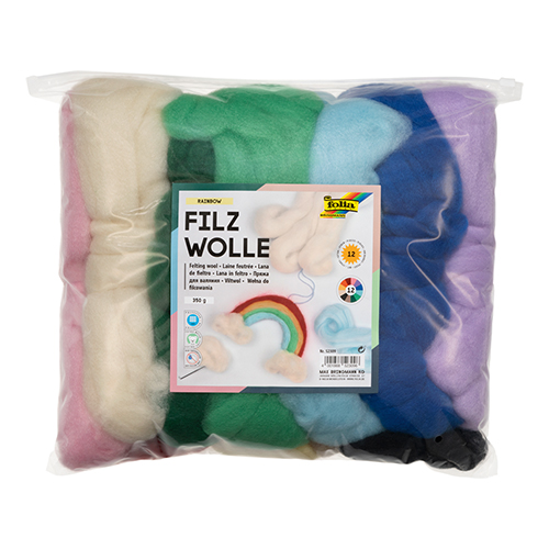 Folia Felting Wool � Rainbow � Pack of 12