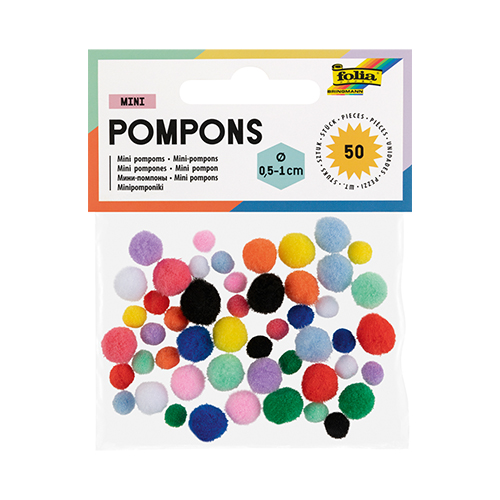 Folia Mini Pom-Poms � Assorted � 50 Pack