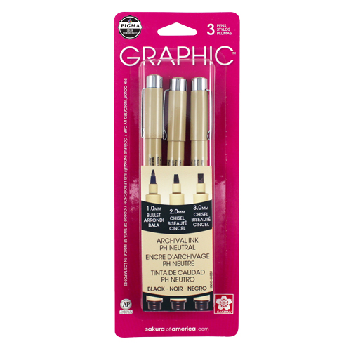 Sakura Pigma Graphic Set of 3 Pens - Black