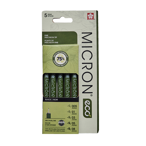 Sakura Pigma Micron ECO Pen - Set of 5, Black