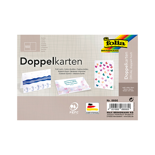 Folia A6 Folded Cards � White � 100 Pack