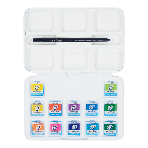 Van Gogh Watercolour Vibrant Colours Pocket Box � 12 Half-Pans + Brush