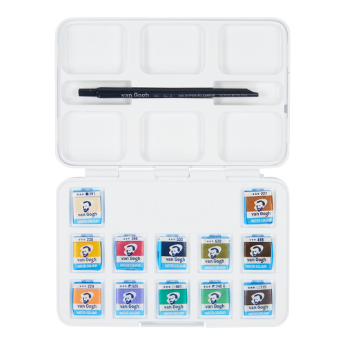 Van Gogh Watercolour Muted Colours Pocket Box � 12 Pan Set + Brush