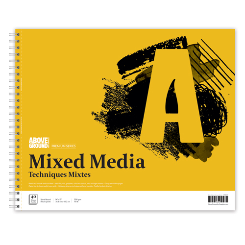 Above Ground Premium Series Mixed Media Pad - 14" x 17", Spiral Bound
