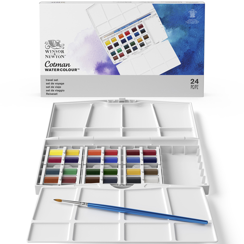 Winsor & Newton Cotman Watercolour Travel Set - 24 Half Pans