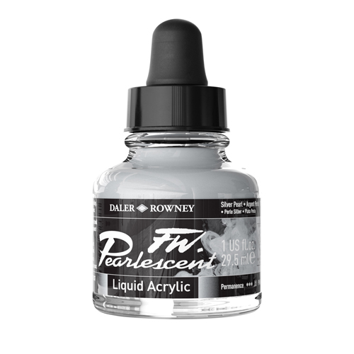 FW Pearlescent Acrylic Ink 1oz - Silver Pearl