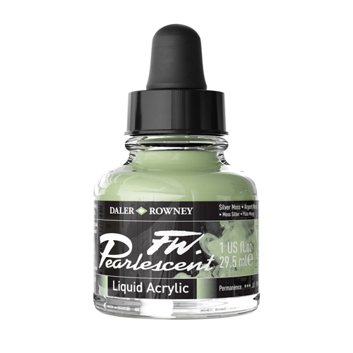 FW Pearlescent Acrylic Ink 1oz - Silver Moss