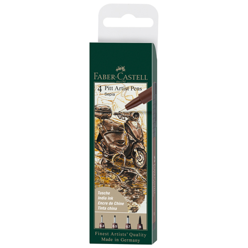 Faber-Castell Pitt Artist Pen - Sepia - Set of 4