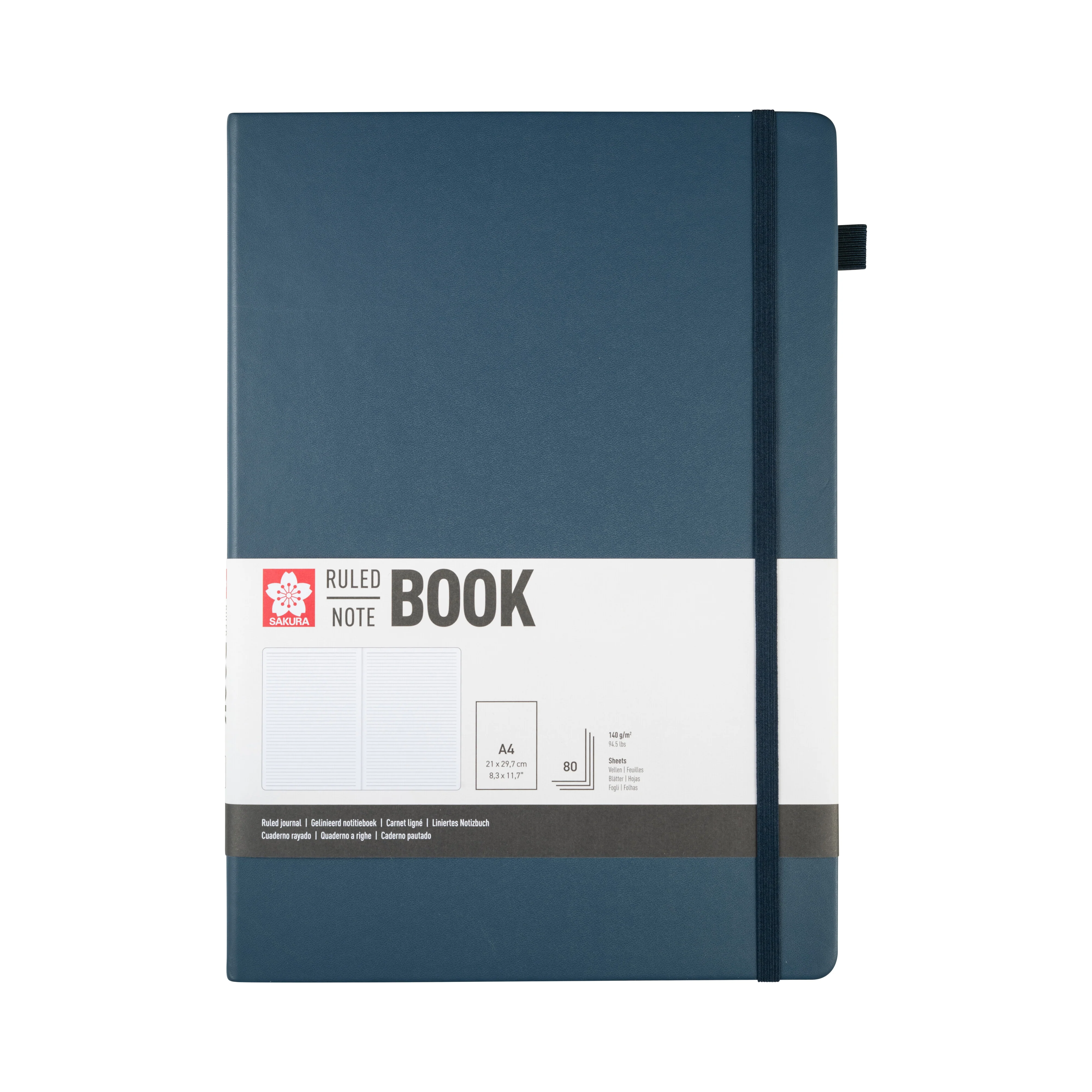 Sakura Ruled Hard Cover Notebook - A4 - Deep Indigo