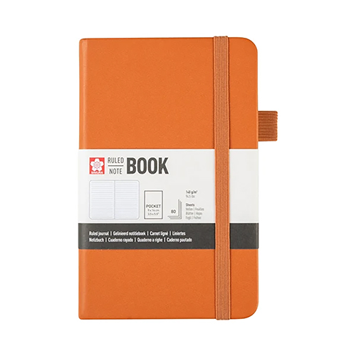 Sakura Ruled Hard Cover Notebook � Pocket - Amber