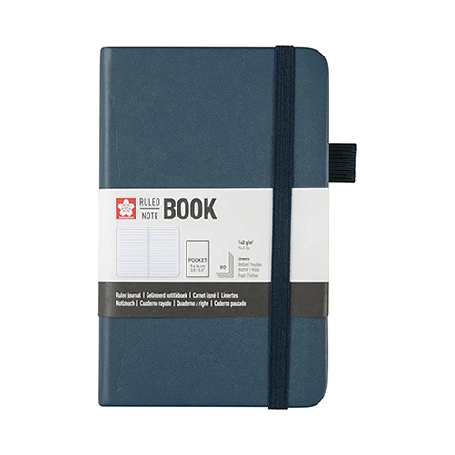 Sakura Ruled Hard Cover Notebook � Pocket - Deep Indigo