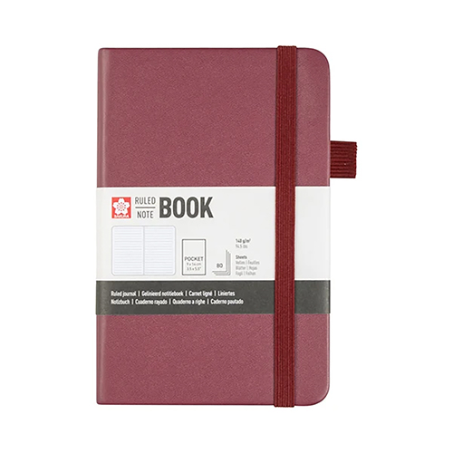 Sakura Ruled Hard Cover Notebook � Pocket - Mulberry