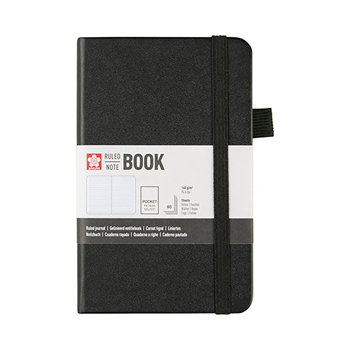 Sakura Ruled Hard Cover Notebook � Pocket � Black