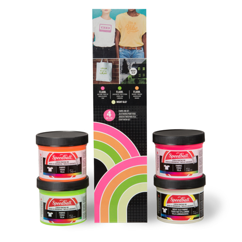 Speedball Fluorescent / Glo N' Dark Fabric Ink Set