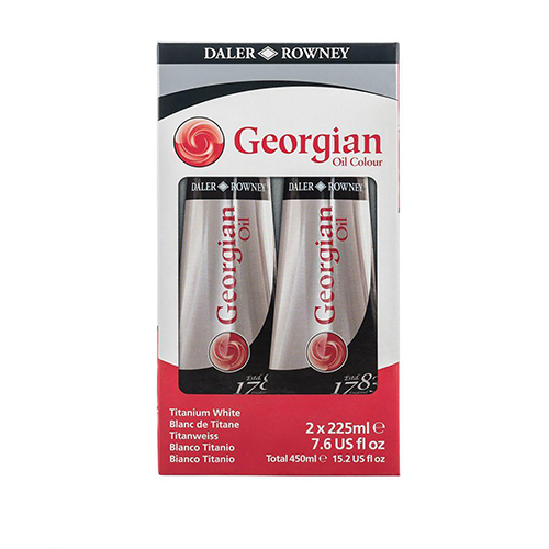 Daler-Rowney Georgian Traditional Oil Paint Titanium White Twin Pack - 225ml Set