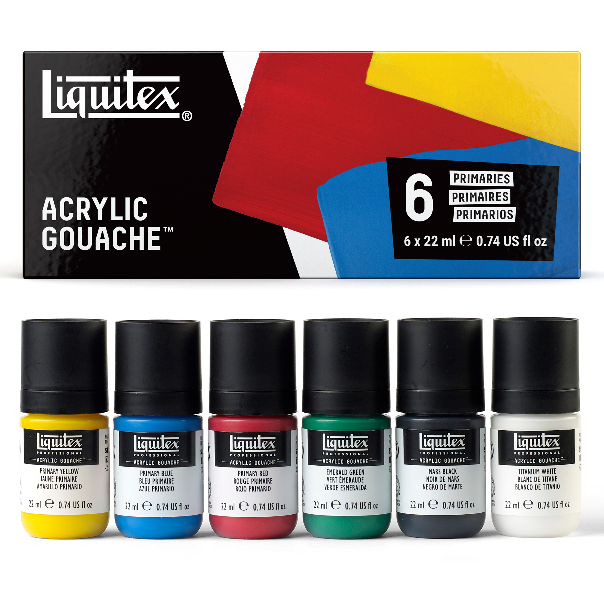 Liquitex Acrylic Gouache Set of 6 x 59ml - Primaries