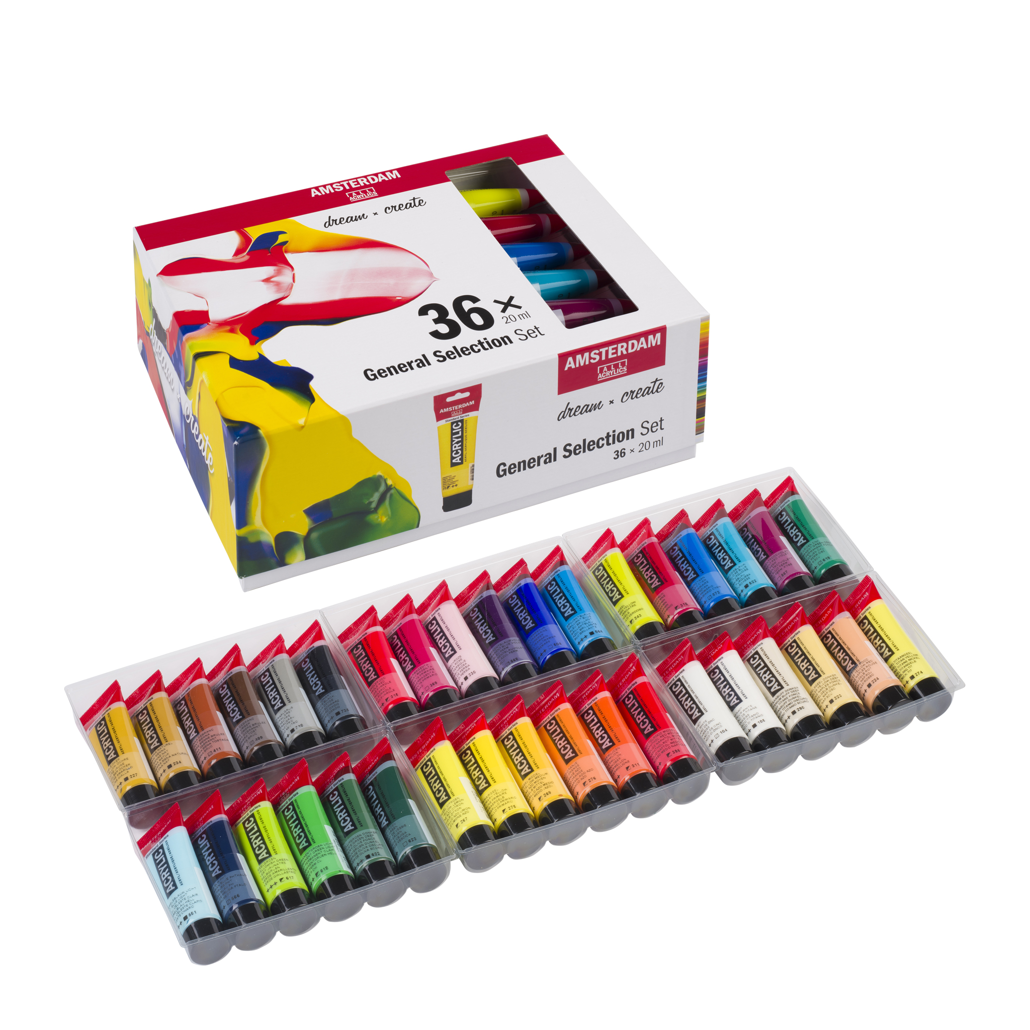 Amsterdam Standard Acrylic Paints - General Selection Set of 36 x 20mL