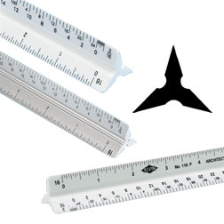 300mm Rulex architects triangular scale ruler, plastic - metric A