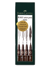 Faber-Castell Pitt Artist Pen - Sepia - Set of 4