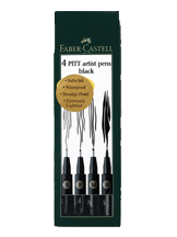 Faber-Castell Pitt Artist Pen - Black - Set of 4
