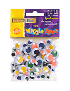 Googly Eyes 100 Pieces Assorted Colours