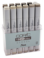 COPIC Markers Set of 12 Warm Grays