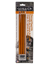 General Pencil 958BP WHT COMPRESED Charcoal EX.Smooth MED4PK, 1 Count (Pack  of 1), White