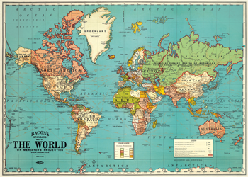 Cavallini & Co Paper 20"x26" World Map